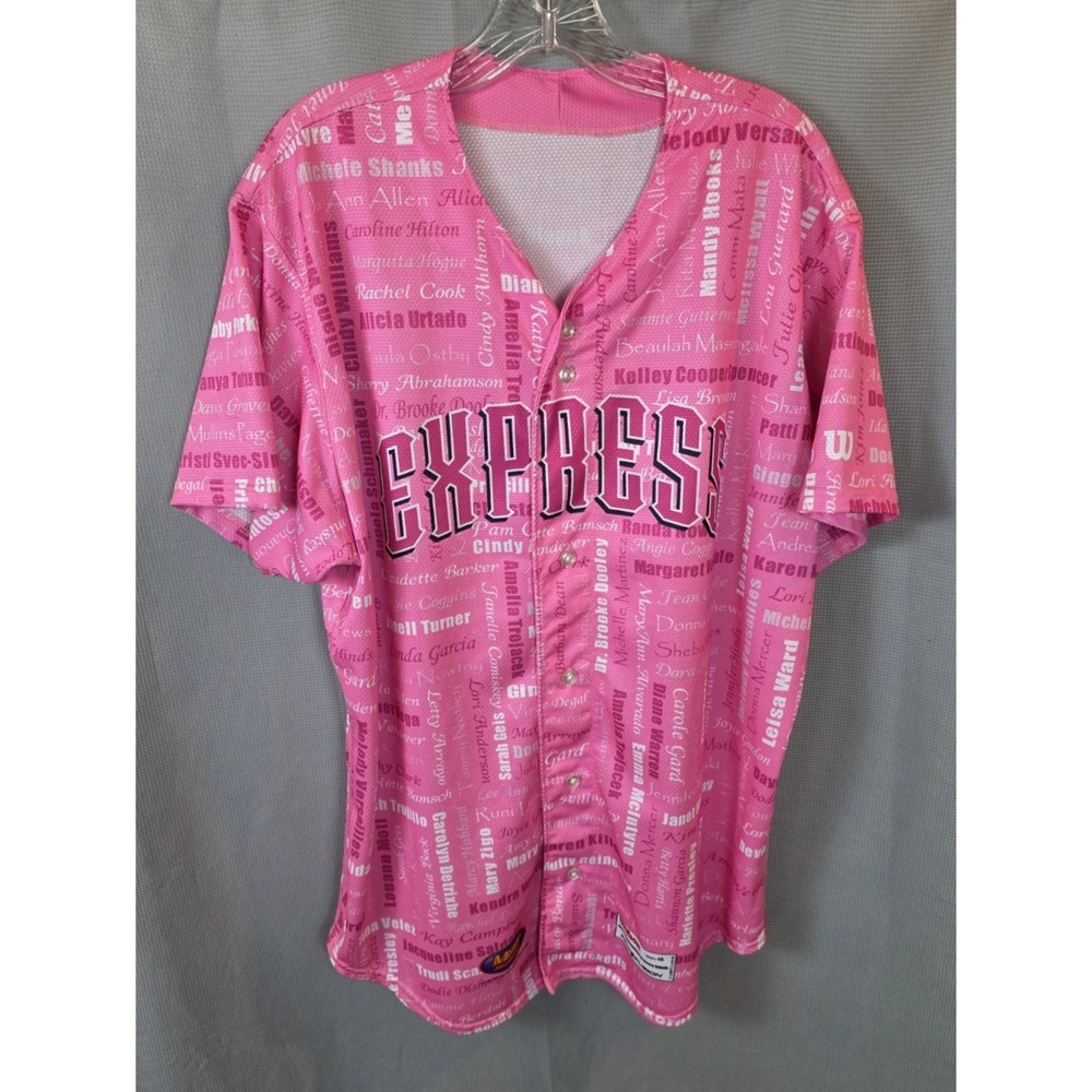 Wilson Pro‎ Fusion Round Rock Express #36 Game Worn Jersey Size 48 Signed Pink